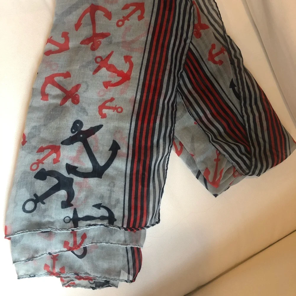 Blue and red anchor scarf from 2 Chic - Picture 1 of 3